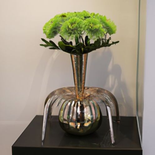 modern luxury creative enamel tall chrysanthemum decoration wedding table flower french glass crystal tabletop desk vase RORO wholesale home decoration
