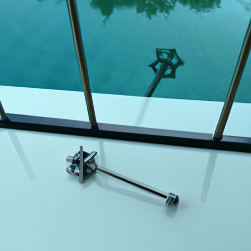 spinbeslag voor glazen gordijn gemaakt in muur voor zwembad RVS 4-weg glas