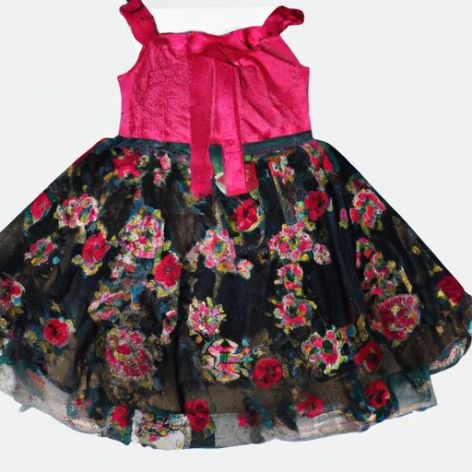 Floral Falda sin tirantes party lace kids gown sequin Design Party Wear Kid Children Girls Dress Designer Lehenga Yoliyolei Summer Pattern
