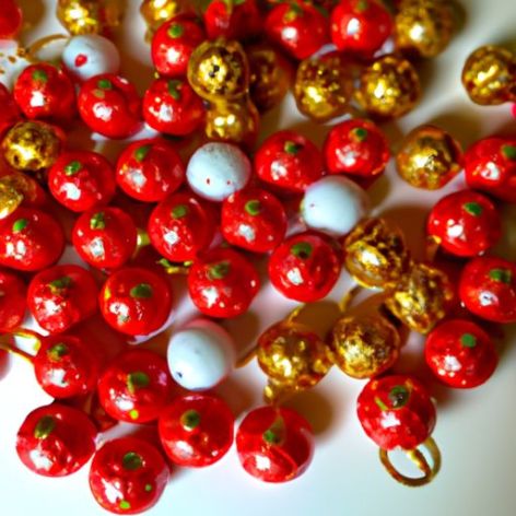 आभूषणों के लिए मोती, पेन नेकलेस के लिए 20 मिमी बबलगम 4 मिमी गोल मोती, ढीले मोती, सोने और लाल क्रिसमस चंकी गमबॉल