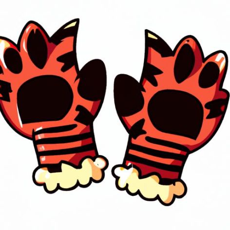 Варежки для пальцев, плюшевые варежки с изображением тигровой лапы, теплые, мягкие, пальмовые перчатки, зимние милые кошачьи пальмовые половинки