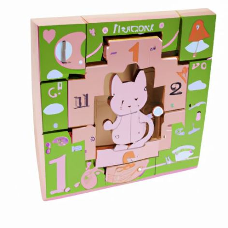 Milieuvriendelijk materiaal snijden Kinder-babypuzzel Houten 3D-puzzel Tonecheer The Cat's Musical Calendar Laser