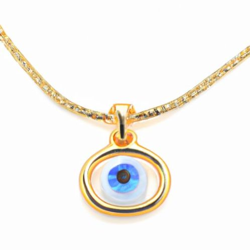 Halskette aus vergoldetem 18-karätigem Edelstahl mit blauem Auge und rundem Diamant-Zirkon-Halskettenschmuck, Teufelsauge-Anhänger, Halsband-Halskettenschmuck
