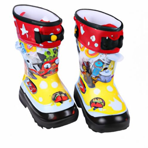 Phong cách giày bốt đi mưa an toàn trẻ em giày tuyết trẻ em chống nước bé trai giày đi mưa cho bé gái trang trí in EVA vui vẻ Mario 2022 mới